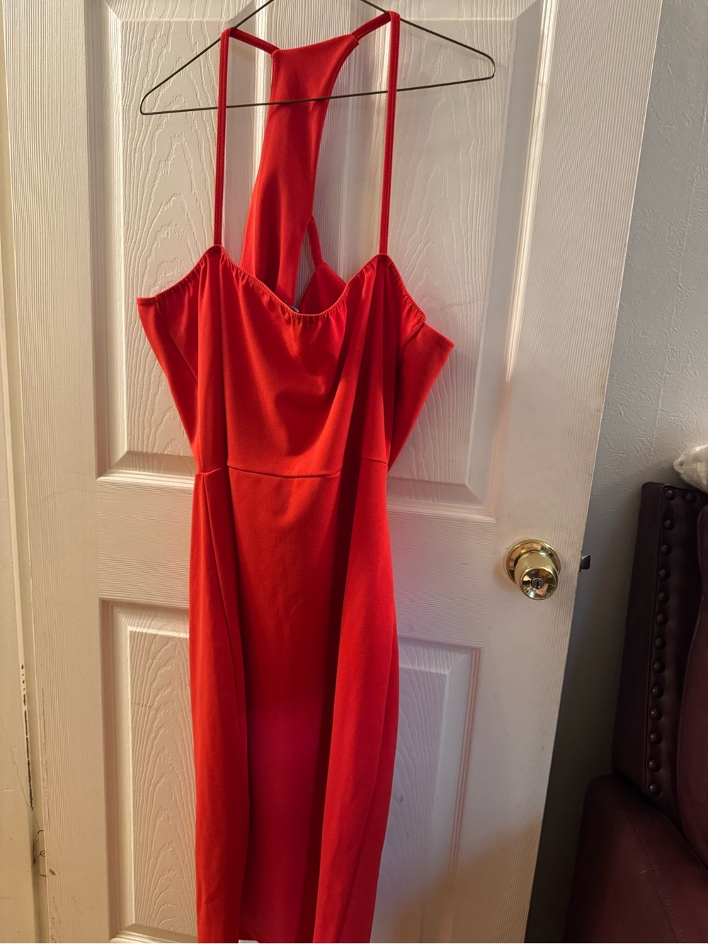 Boohoo Red One-Shoulder Midi Dress